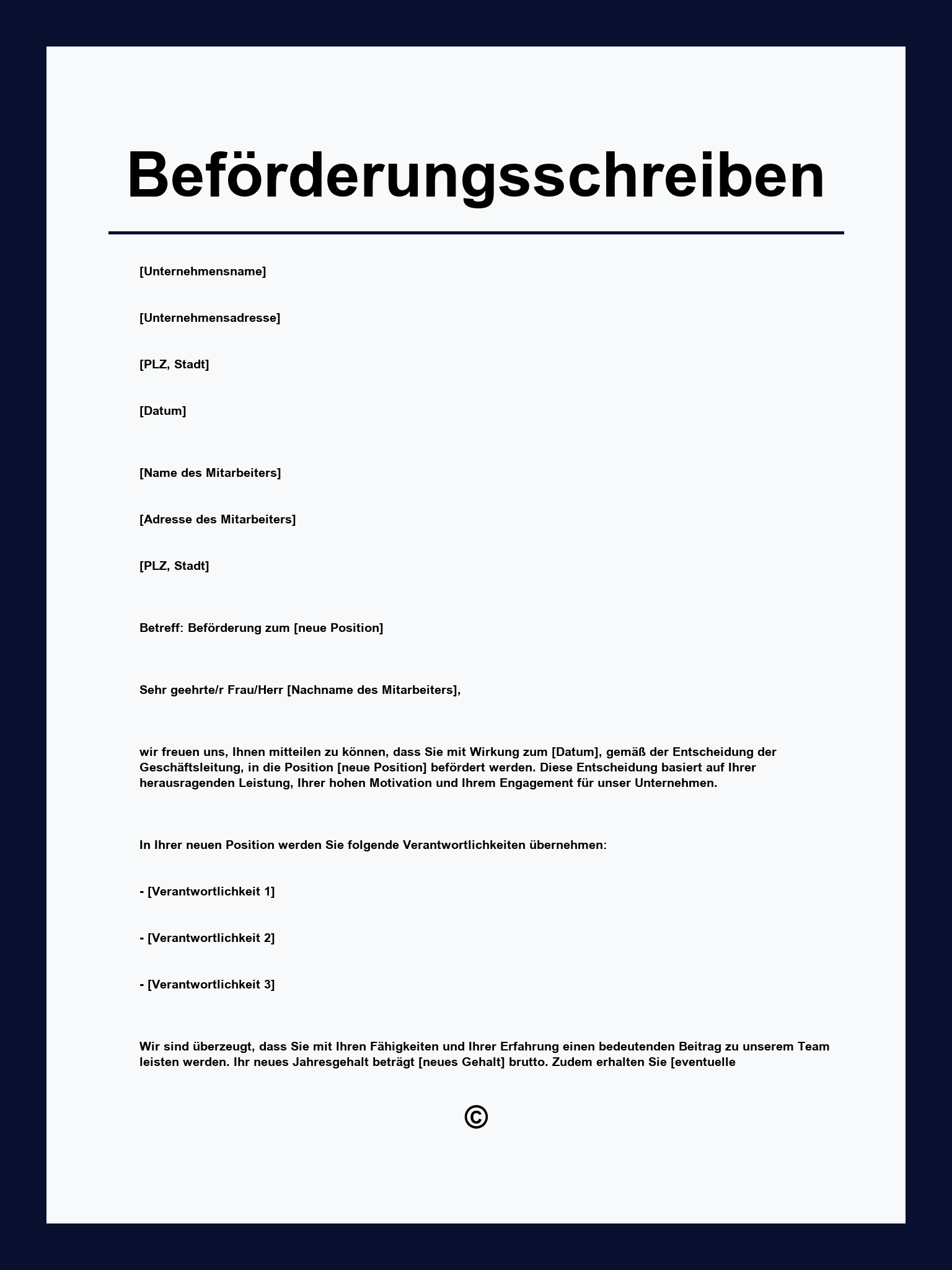 Beförderungsschreiben Muster