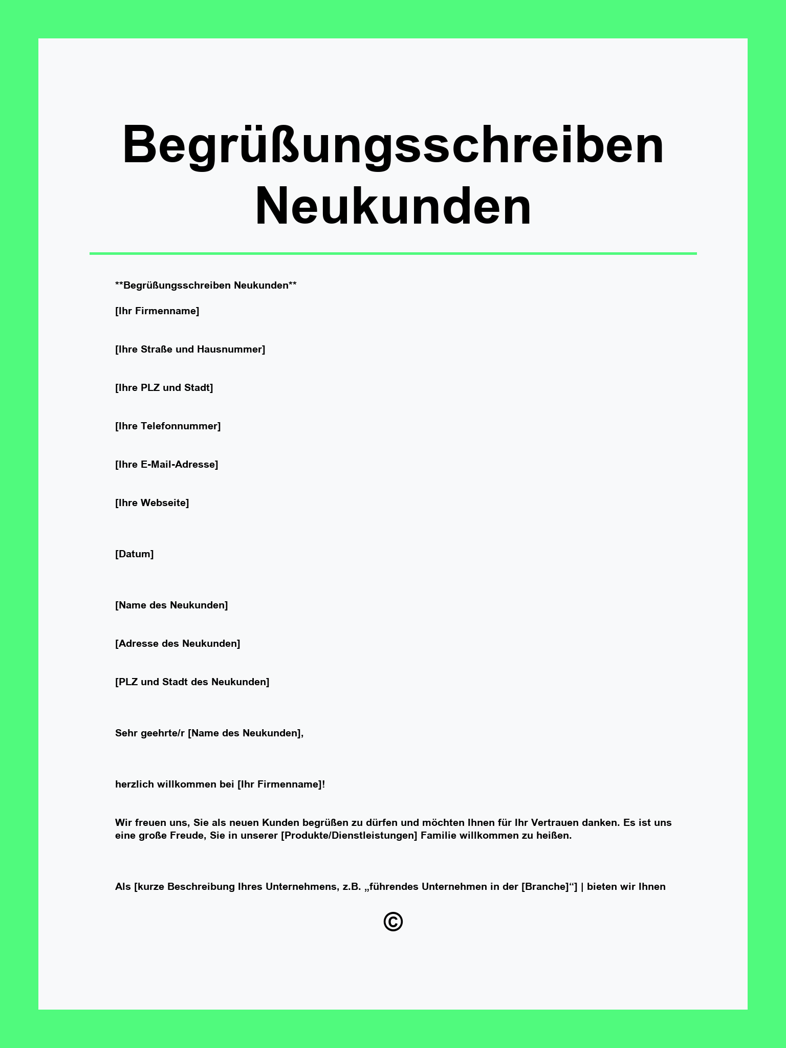Begrüßungsschreiben Neukunden Vorlage
