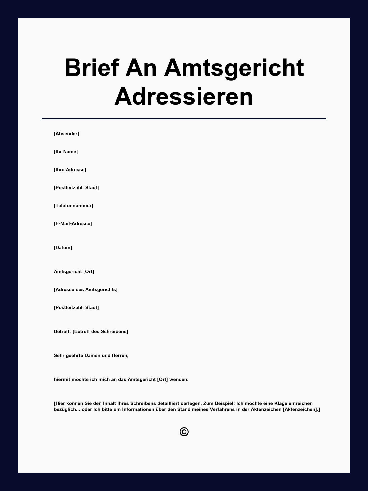 Brief An Amtsgericht Adressieren