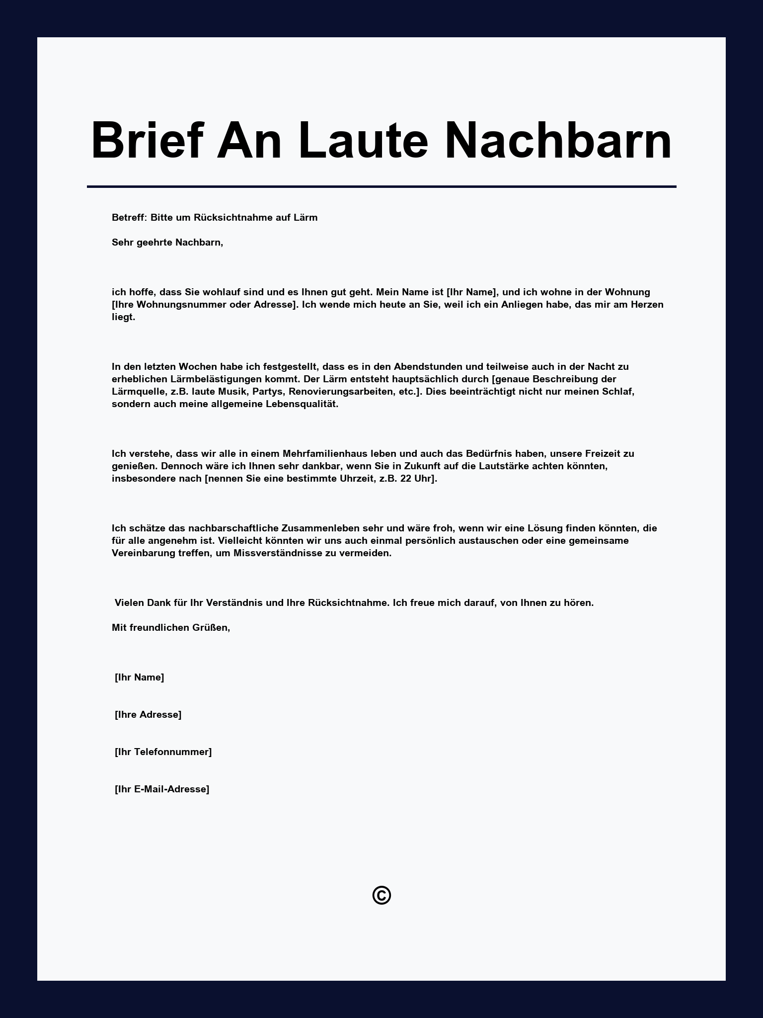 Brief An Laute Nachbarn