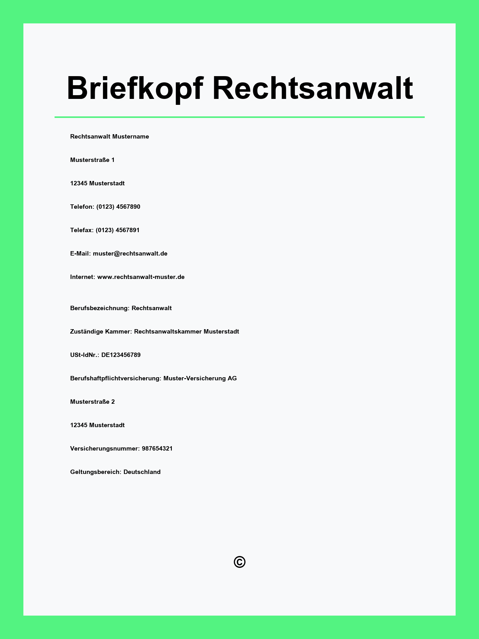 Briefkopf Rechtsanwalt Muster