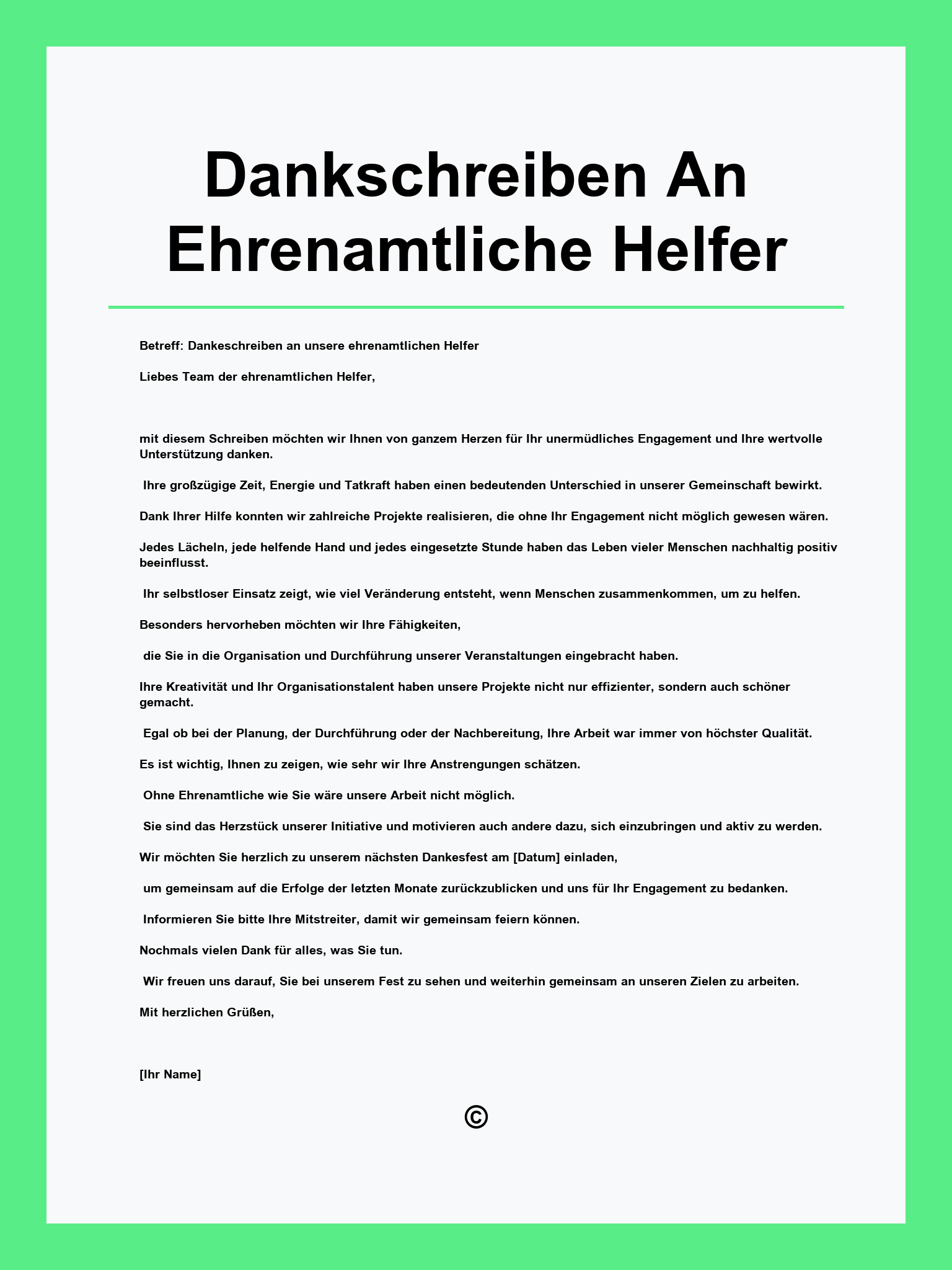 Dankschreiben An Ehrenamtliche Helfer Vorlage
