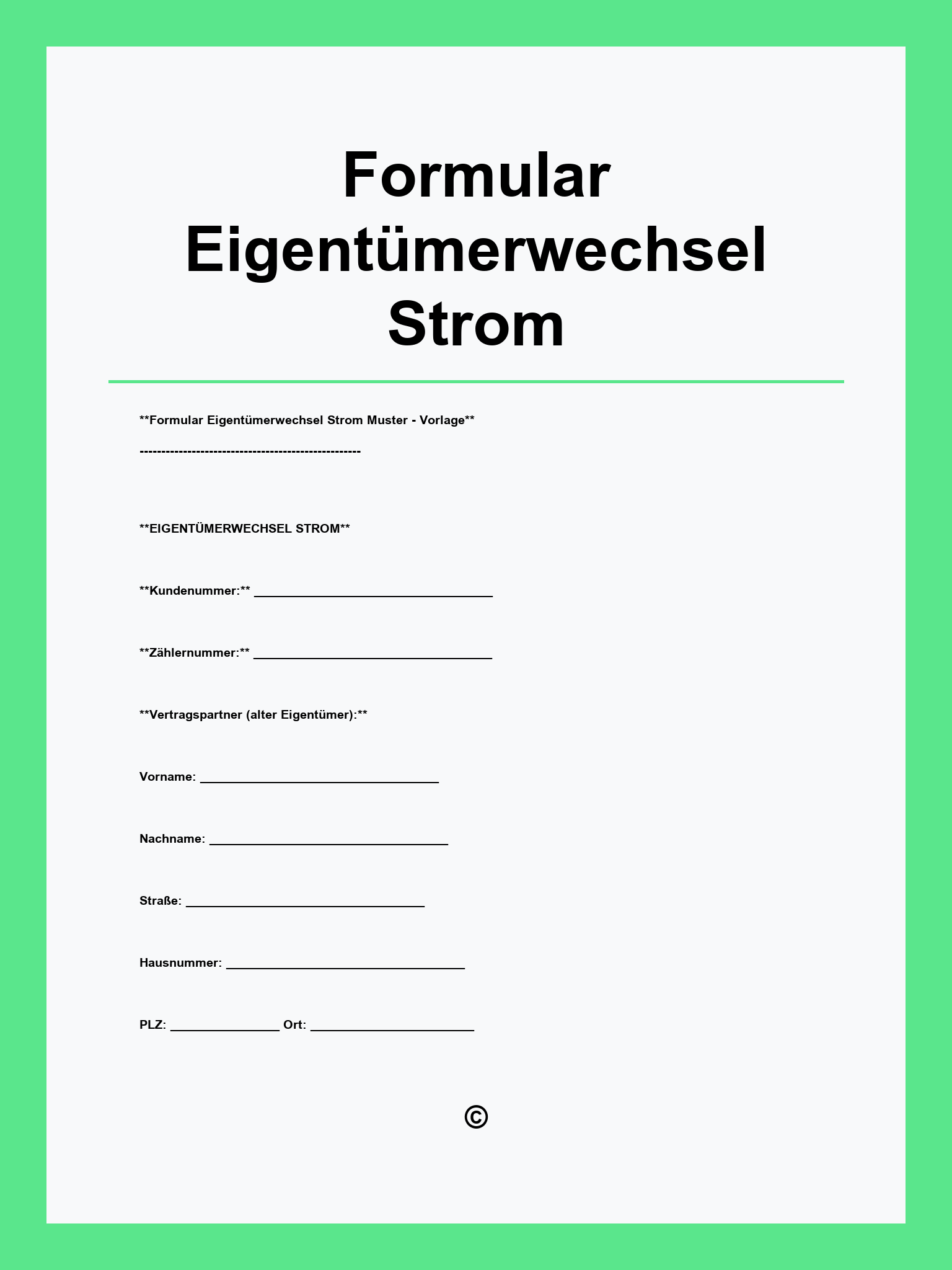 Formular Eigentümerwechsel Strom