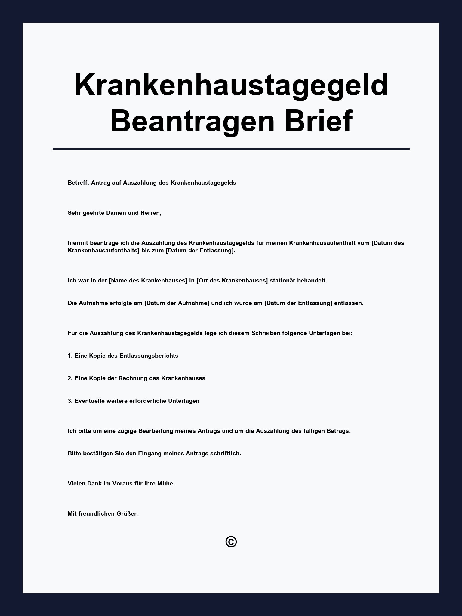Krankenhaustagegeld Beantragen Musterbrief