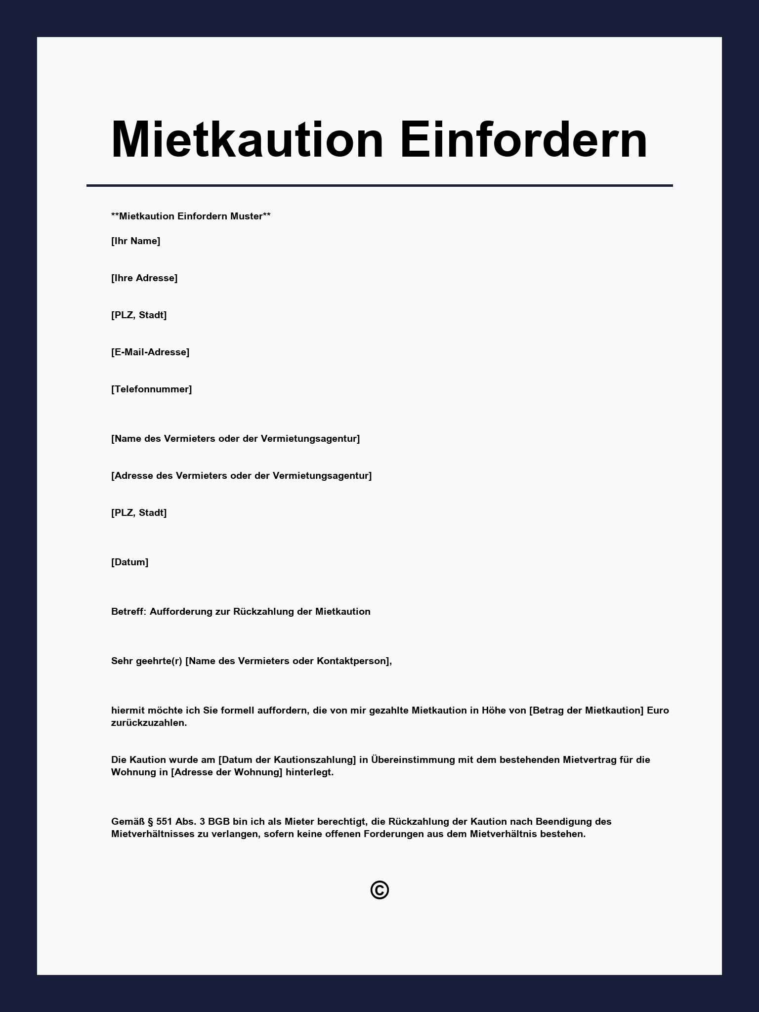 Mietkaution Einfordern Muster
