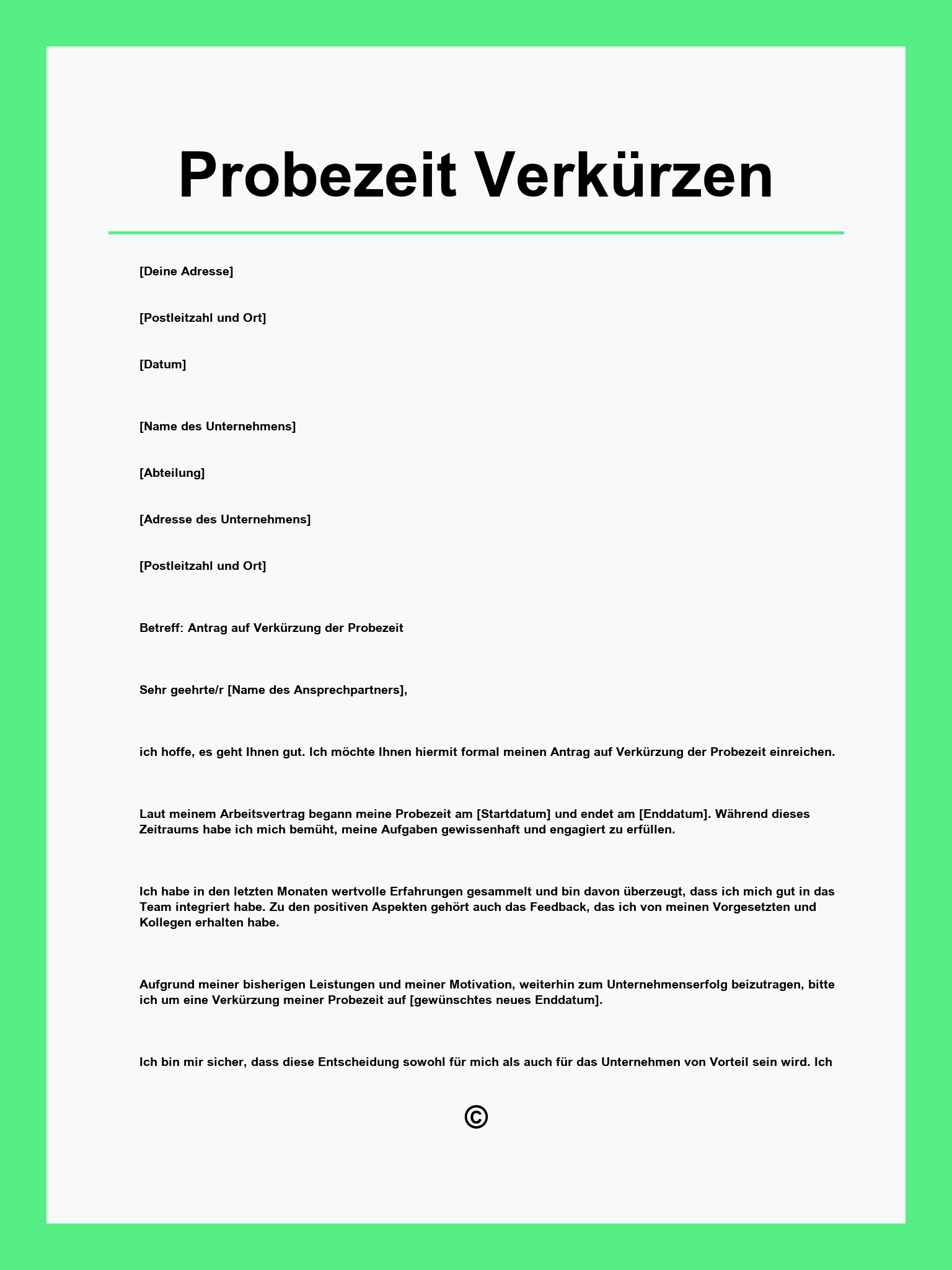 Probezeit Verkürzen Muster