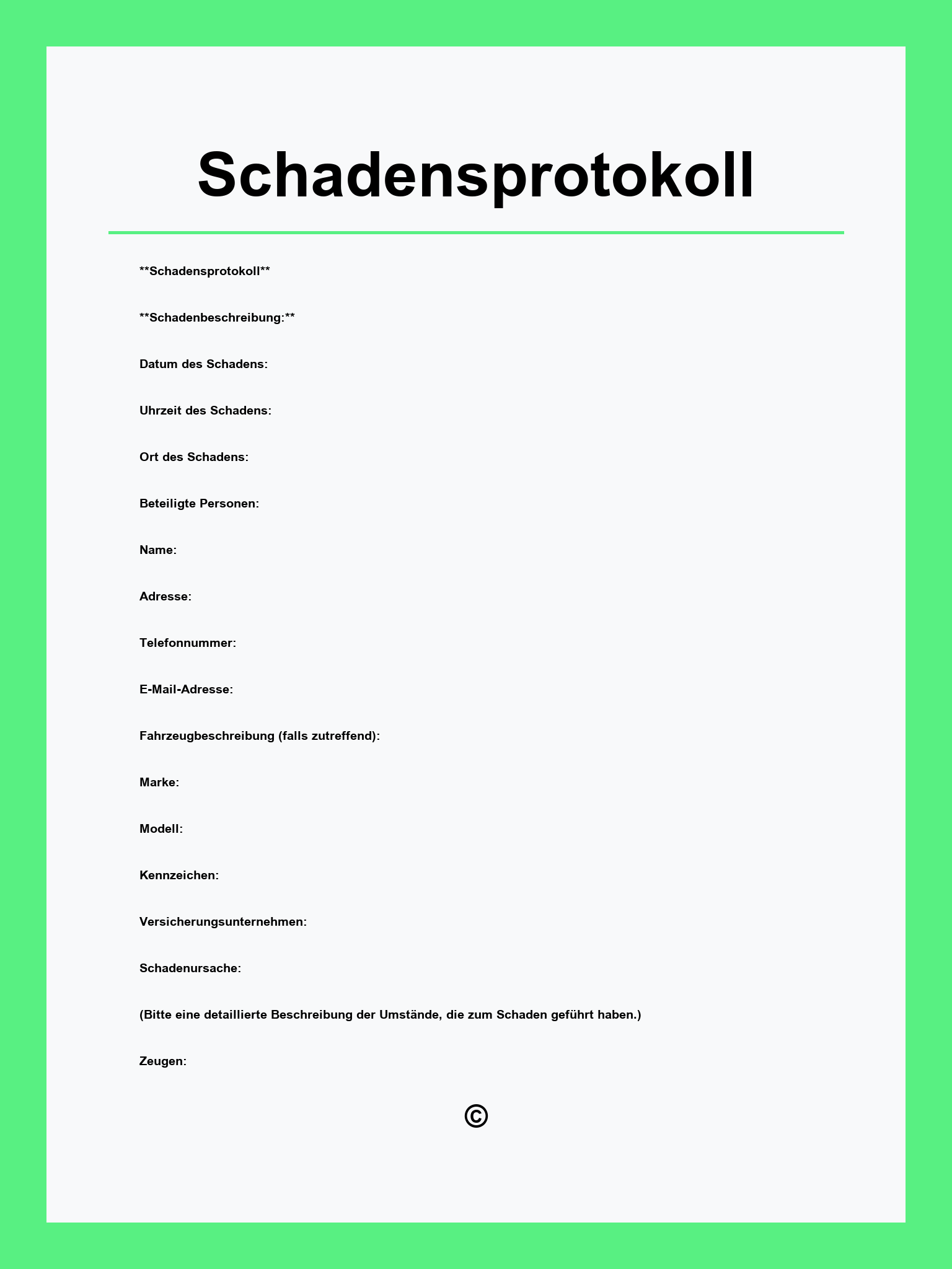 Schadensprotokoll