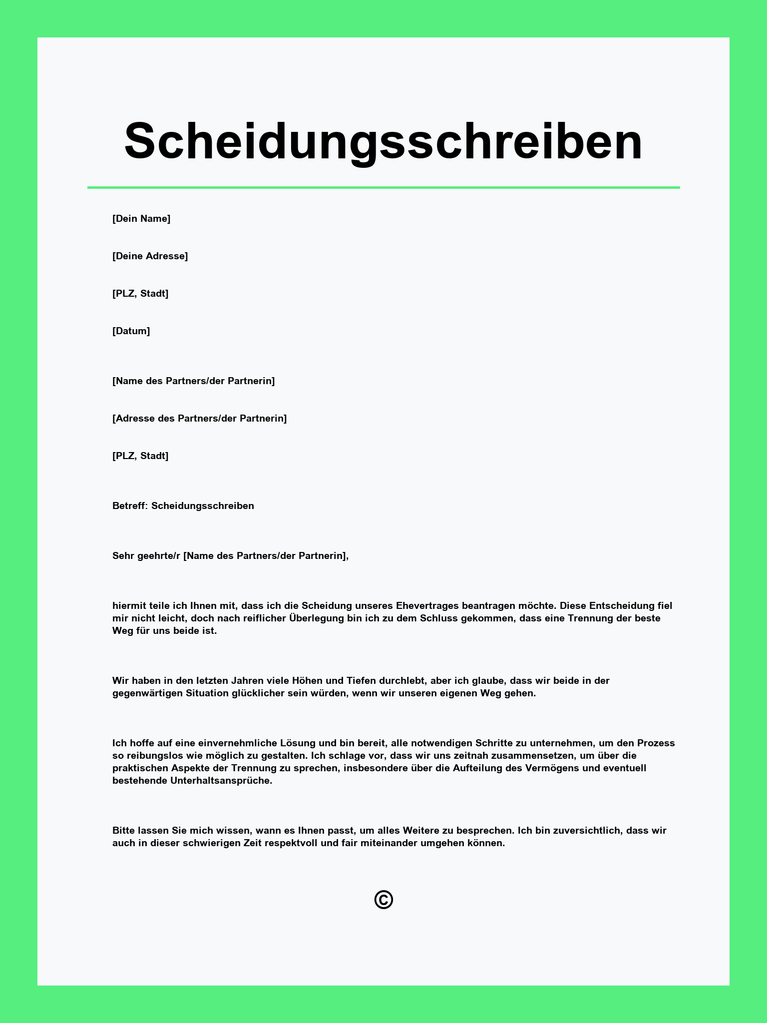 Scheidungsschreiben Muster