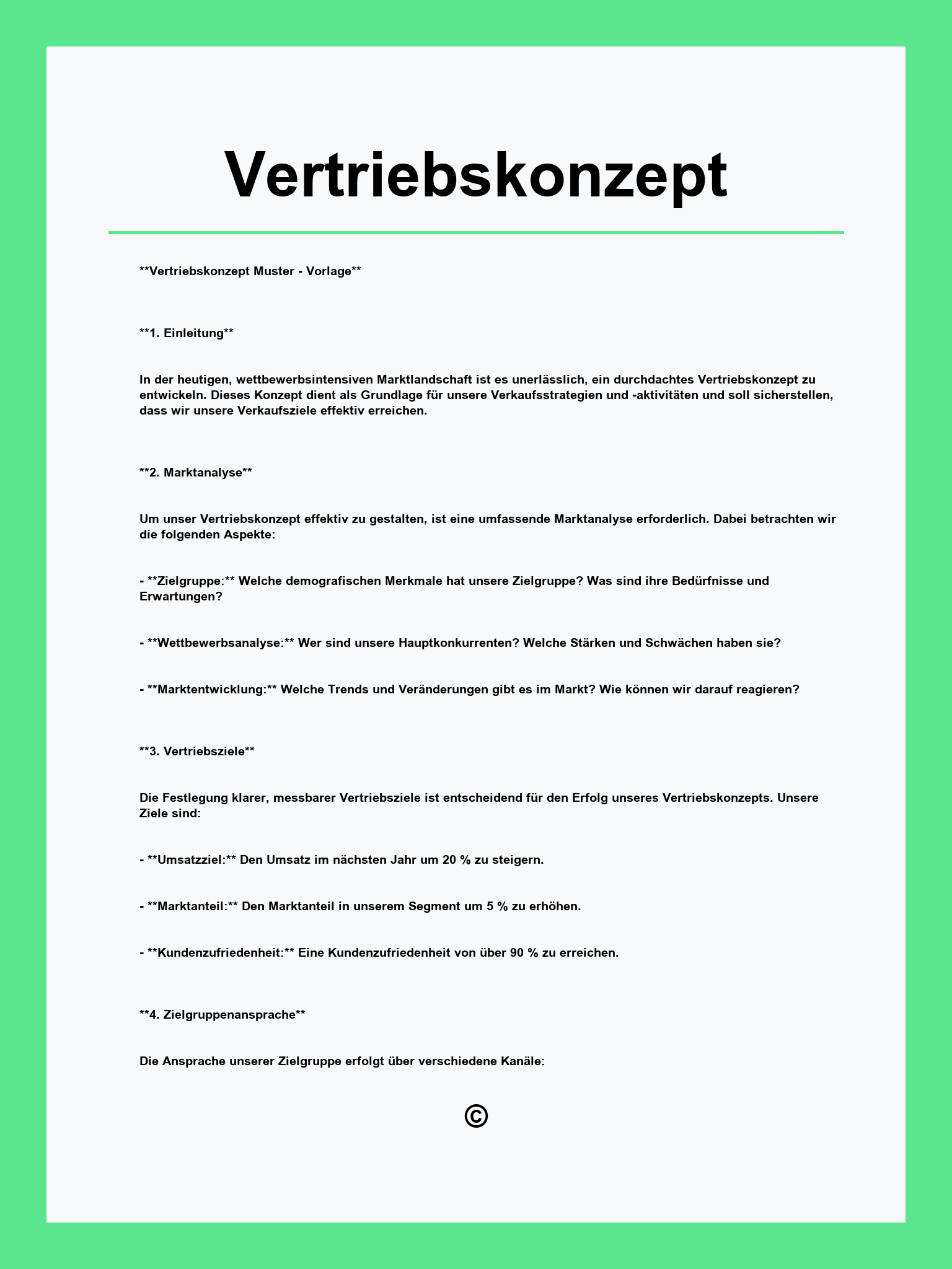 Vertriebskonzept Vorlage