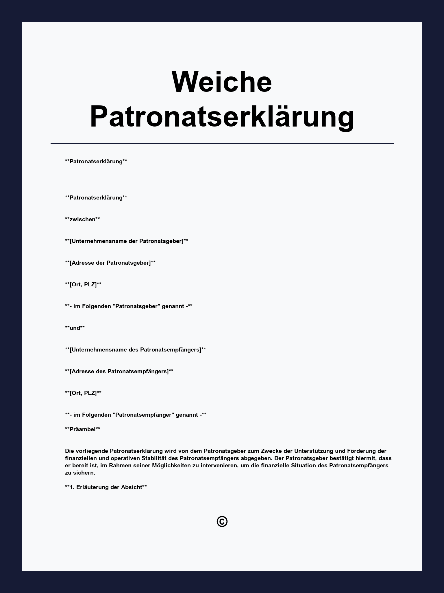 Weiche Patronatserklärung Muster