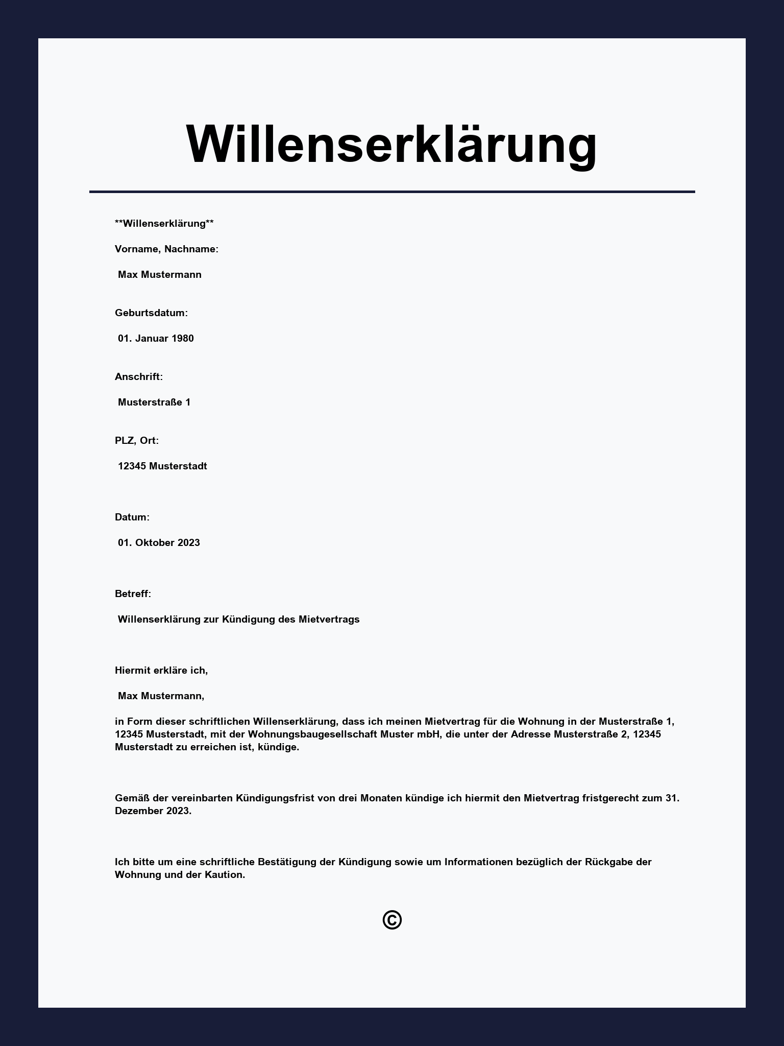 Willenserklärung